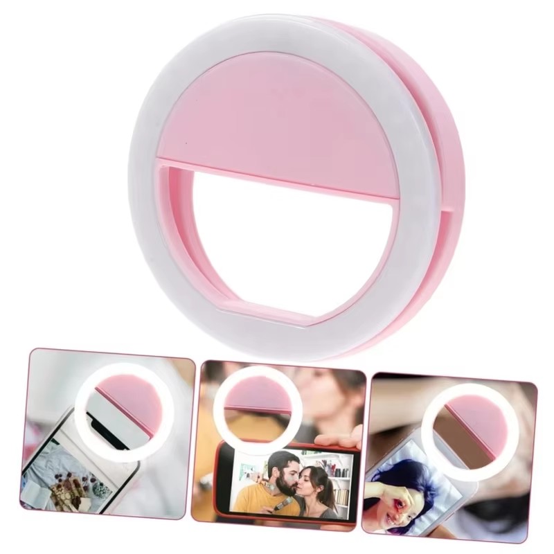 Photography Lighting Continuous - 1～4個 LEDセルフィーリングライト 携帯電話用三段階調光ライト USB充電式 ポータブルビューティーフラッシュ フォトビューティーライト