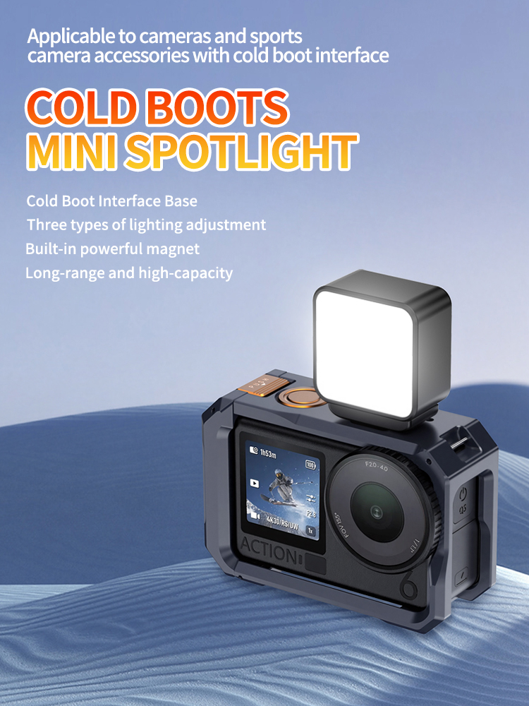 Photography Lighting Continuous - 磁気ミニLEDビデオライト、アクションカメラとスマートフォン用のコールドシューマウント付き3色充電式フィルライト