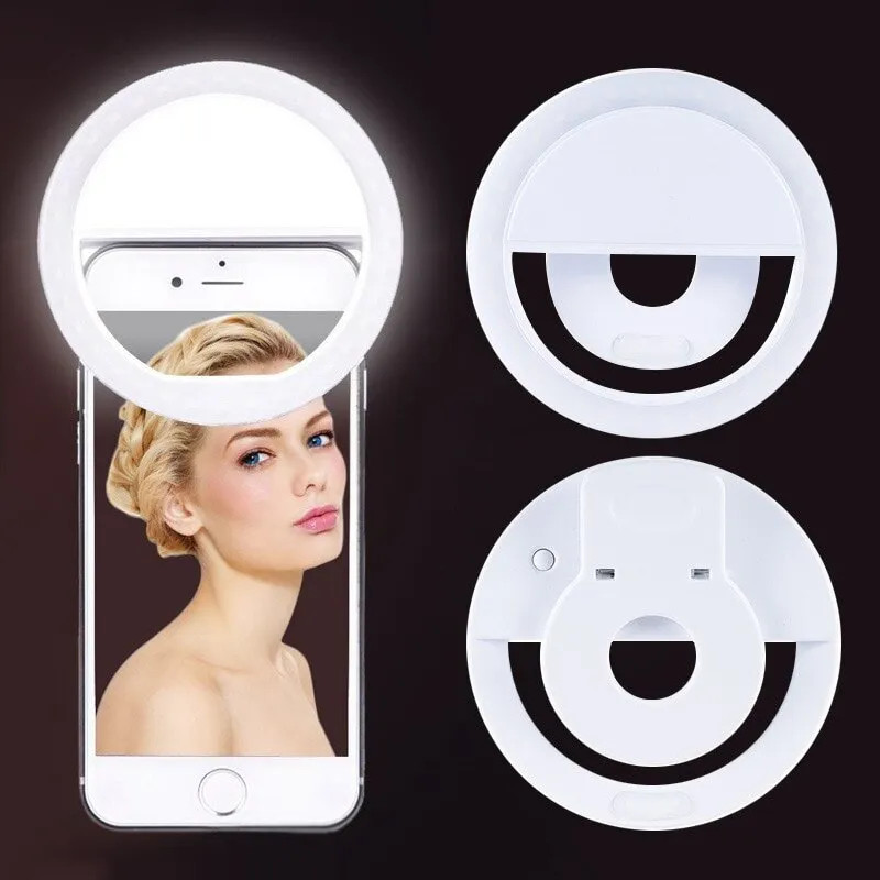 Photography Lighting Continuous - USB充電式LEDリングライト,電話クリップ,写真,ビデオ,iPhone, Samsung, Xiaomi用