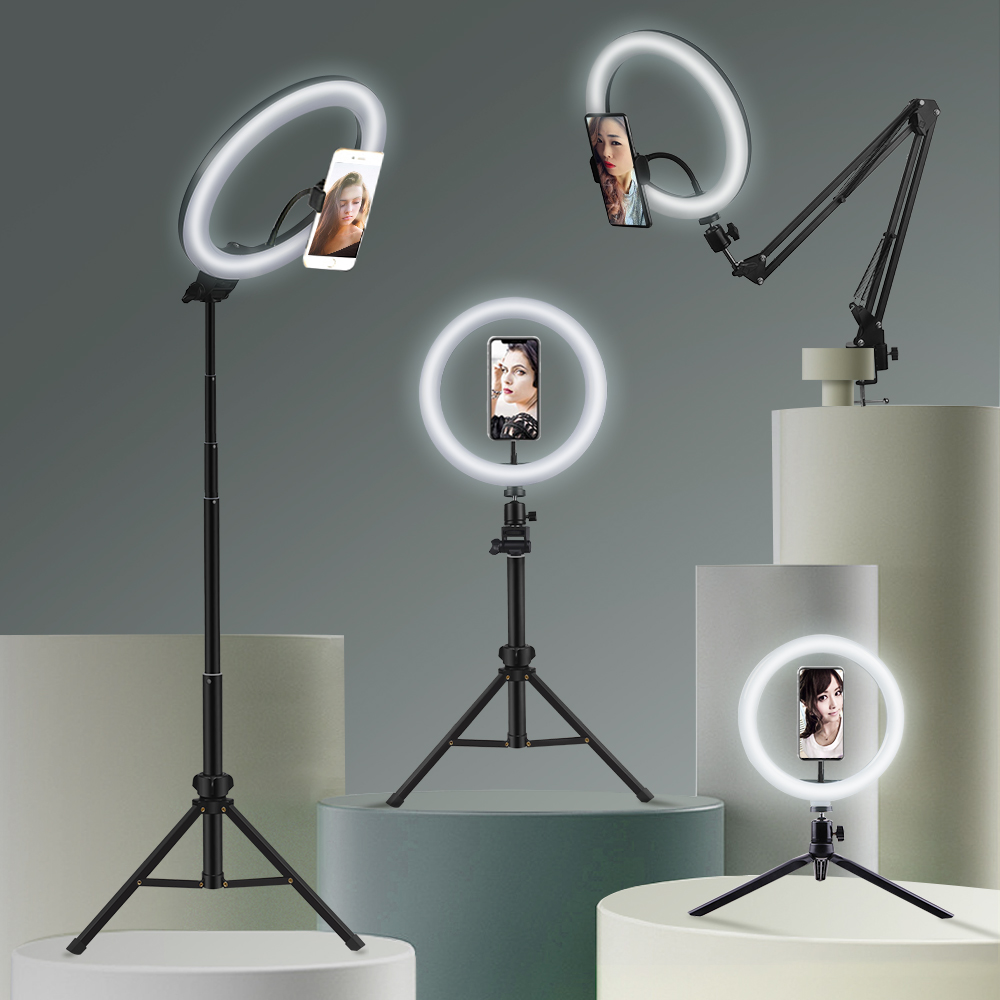 Photography Lighting Continuous - Youtube撮影vlog selfie円形リングライトled写真ビデオカメラランプスタジオ照明電話ホルダー