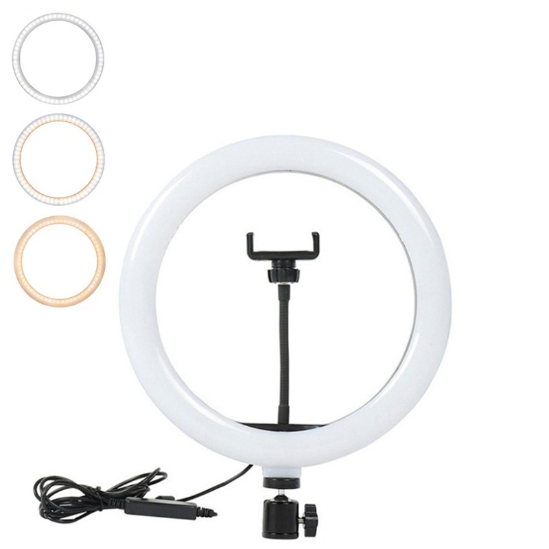 Photography Lighting Continuous - ビデオライト 16/26/33cm セルフィーリングLEDライト 調光可能 ラウンドリングフィルライト スマホ用