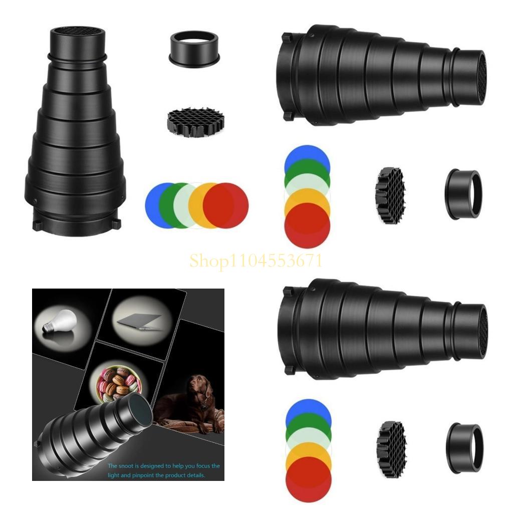Photography Lighting Modifiers - ハニカムグリッドと5ピースのカラーフィルターを備えたベストセラーのメタルスヌートキットは光を強化します