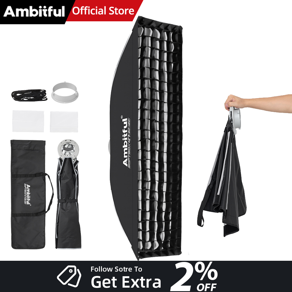 Photography Lighting Set Up - AMBITFUL Q7-II 30*120cm ボーエンズマウント ストリップソフトボックス グリッドサイドウィング