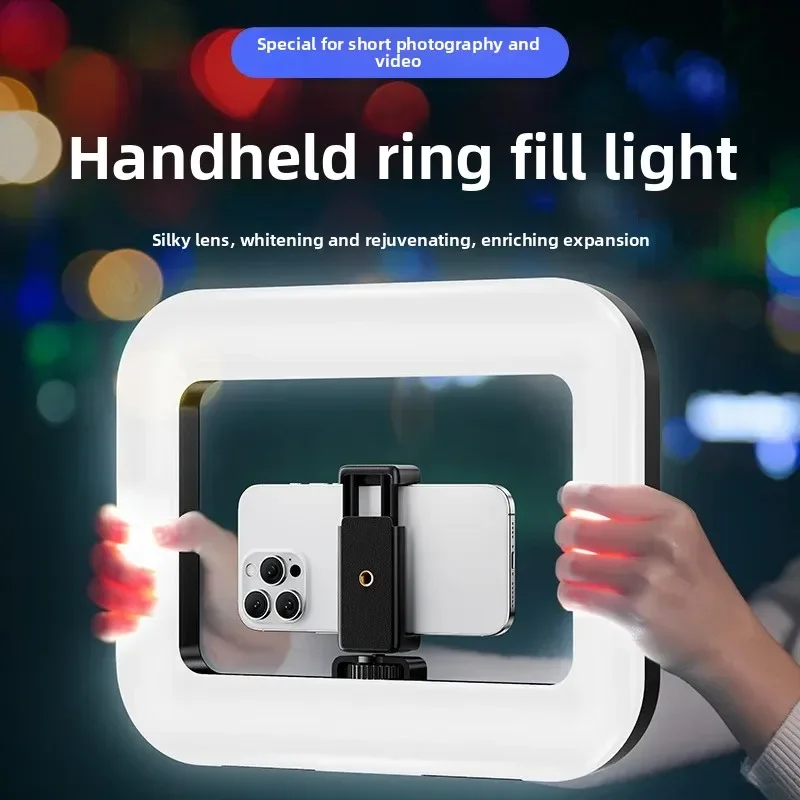 Photography Lighting Continuous - ポータブルハンドヘルドリングLEDライト 新型ウサギケージ照明 撮影用ランプ モバイルライブ配信 セルフィーライト装飾用