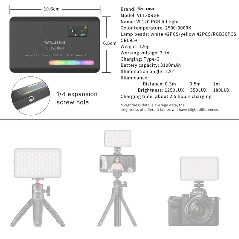 2026 New120 RGBポケットフィルライトカメラユニ - Photography Lighting Indoor のレビューと価格