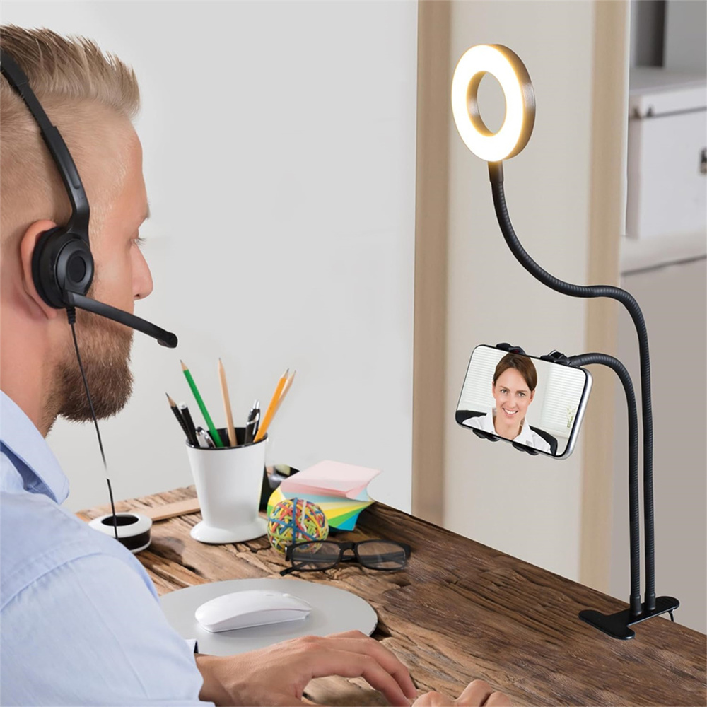 自撮りリングライト付きユニバーサルフレキシブル携帯電話ホルダ - Photography Lighting Continuous のレビューと価格