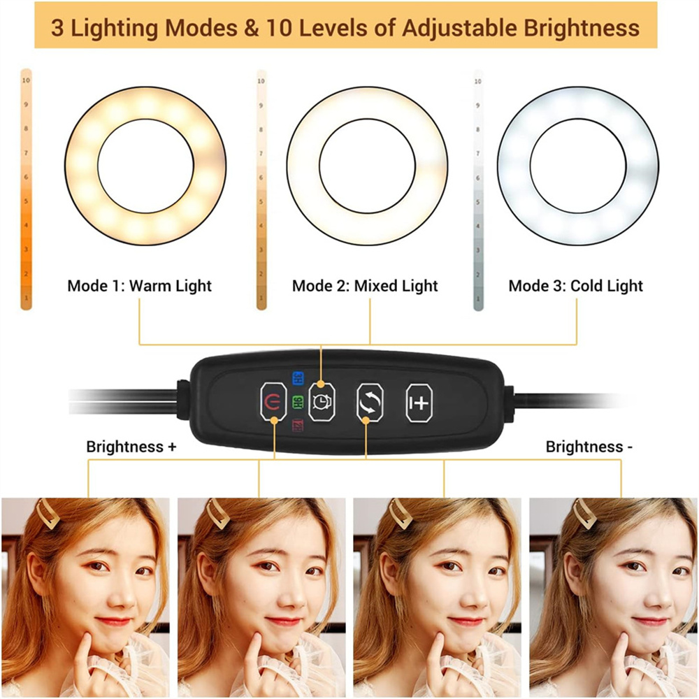 自撮りリングライト付きユニバーサルフレキシブル携帯電話ホルダ - Photography Lighting Continuous のレビューと価格