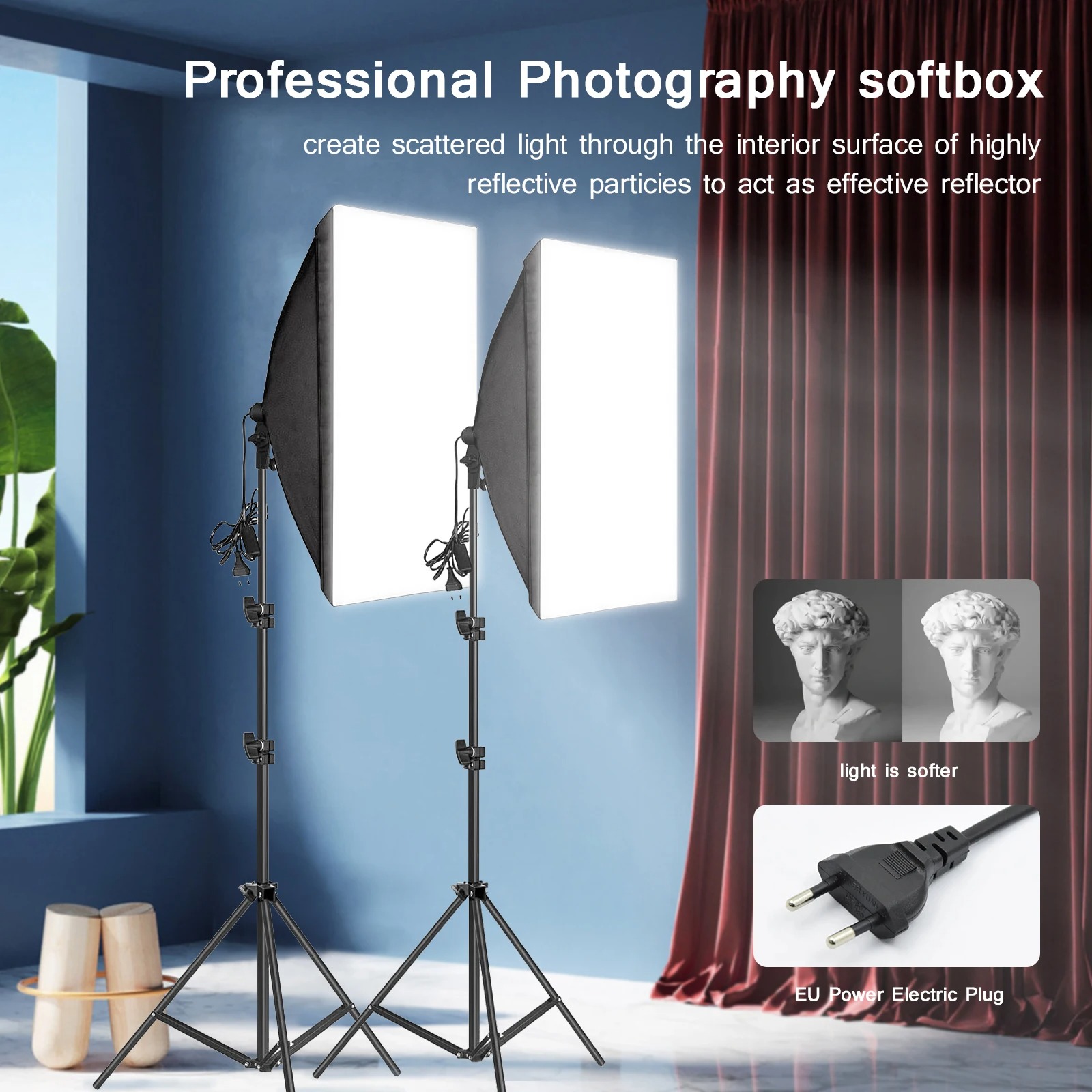 プロ写真撮影用ソフトボックス照明、三脚付きソフトボックス、E - Photography Lighting Continuous のレビューと価格