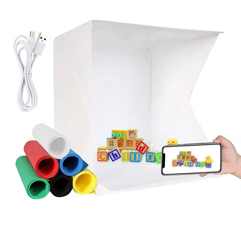 折りたたみ式ライトボックス ポータブル写真撮影用LEDフォト - Photography Lighting Set Up のレビューと価格