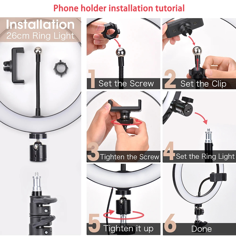 ビデオライト 16/26/33cm セルフィーリングLEDラ - Photography Lighting Continuous のレビューと価格