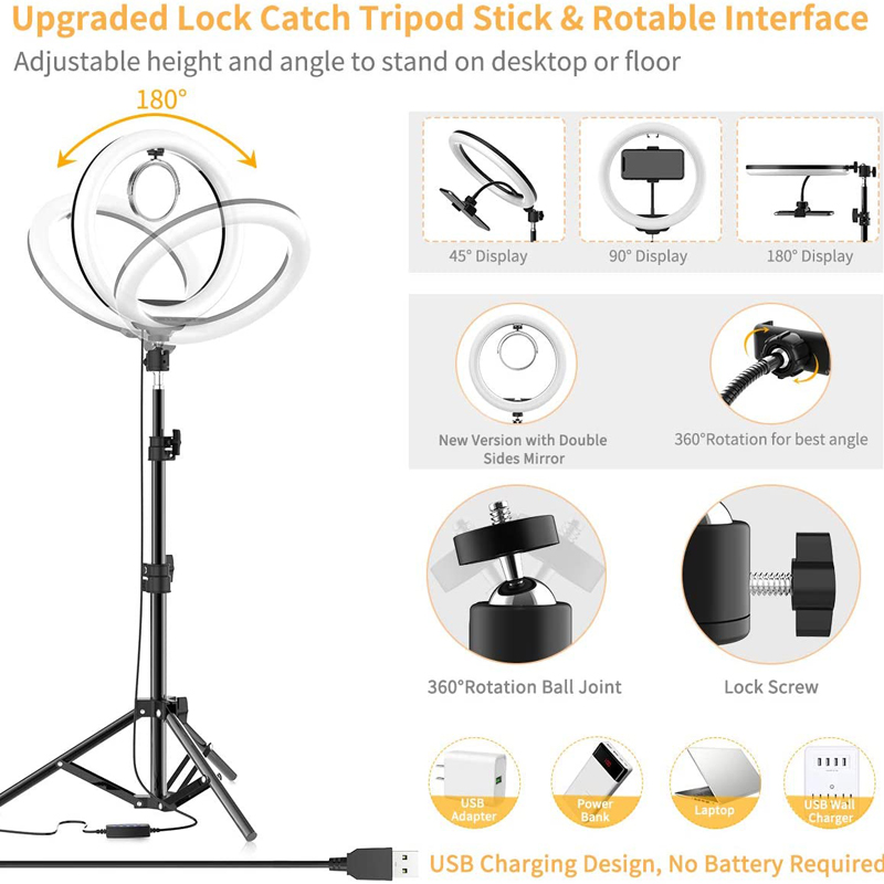 ビデオライト 16/26/33cm セルフィーリングLEDラ - Photography Lighting Continuous のレビューと価格