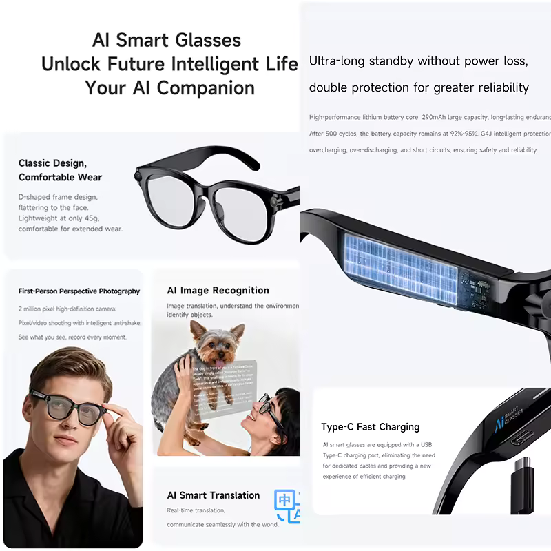 M89-S AIスマートグラス、高画質1080Pカメラ搭載、 - Photography Lighting Indoor のレビューと価格