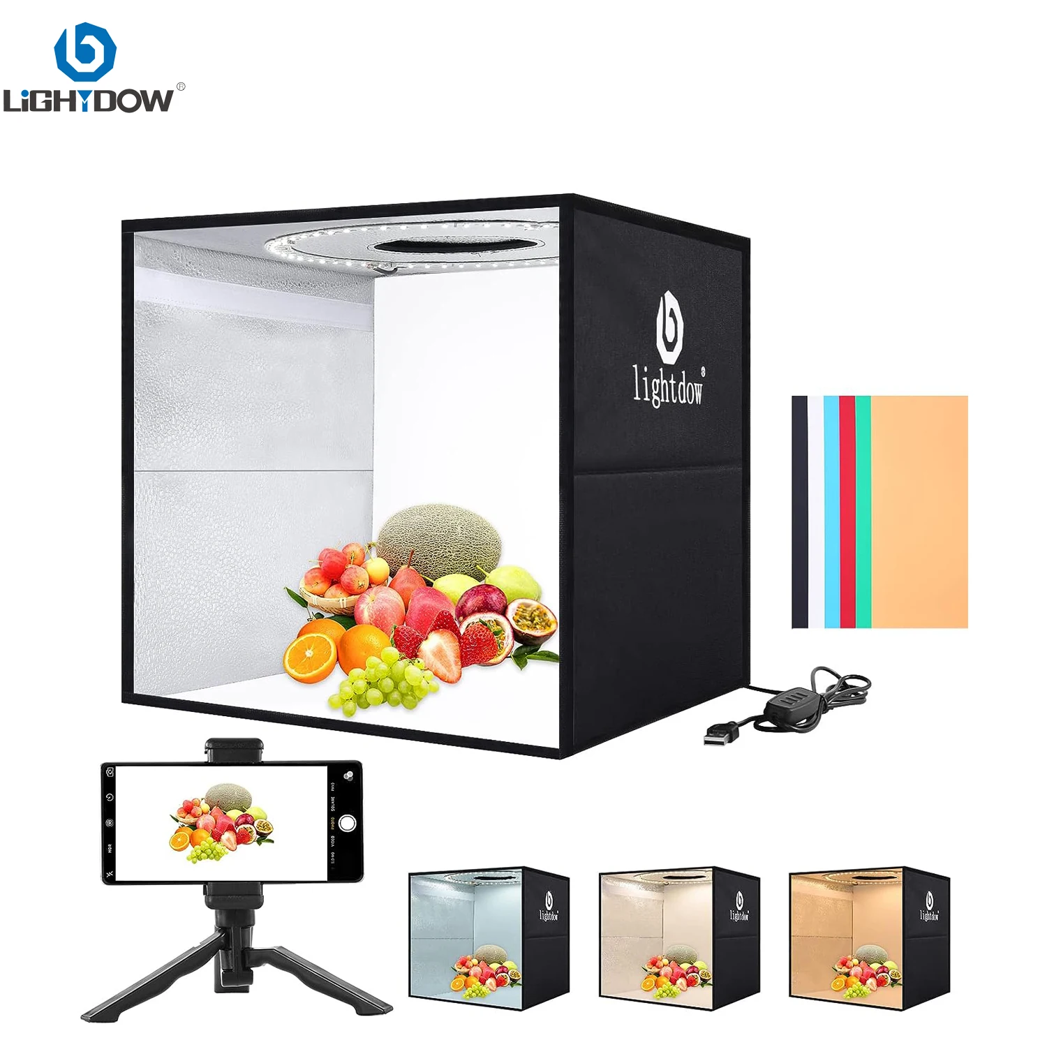 ライトダウ調光可能フォトボックスLEDライトルームフォトスタ - Photography Lighting Set Up のレビューと価格