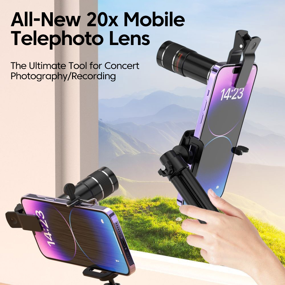 ユニバーサル 20x 望遠電話レンズ高解像度ズームカメラ外部 - Photography Lighting Definition のレビューと価格